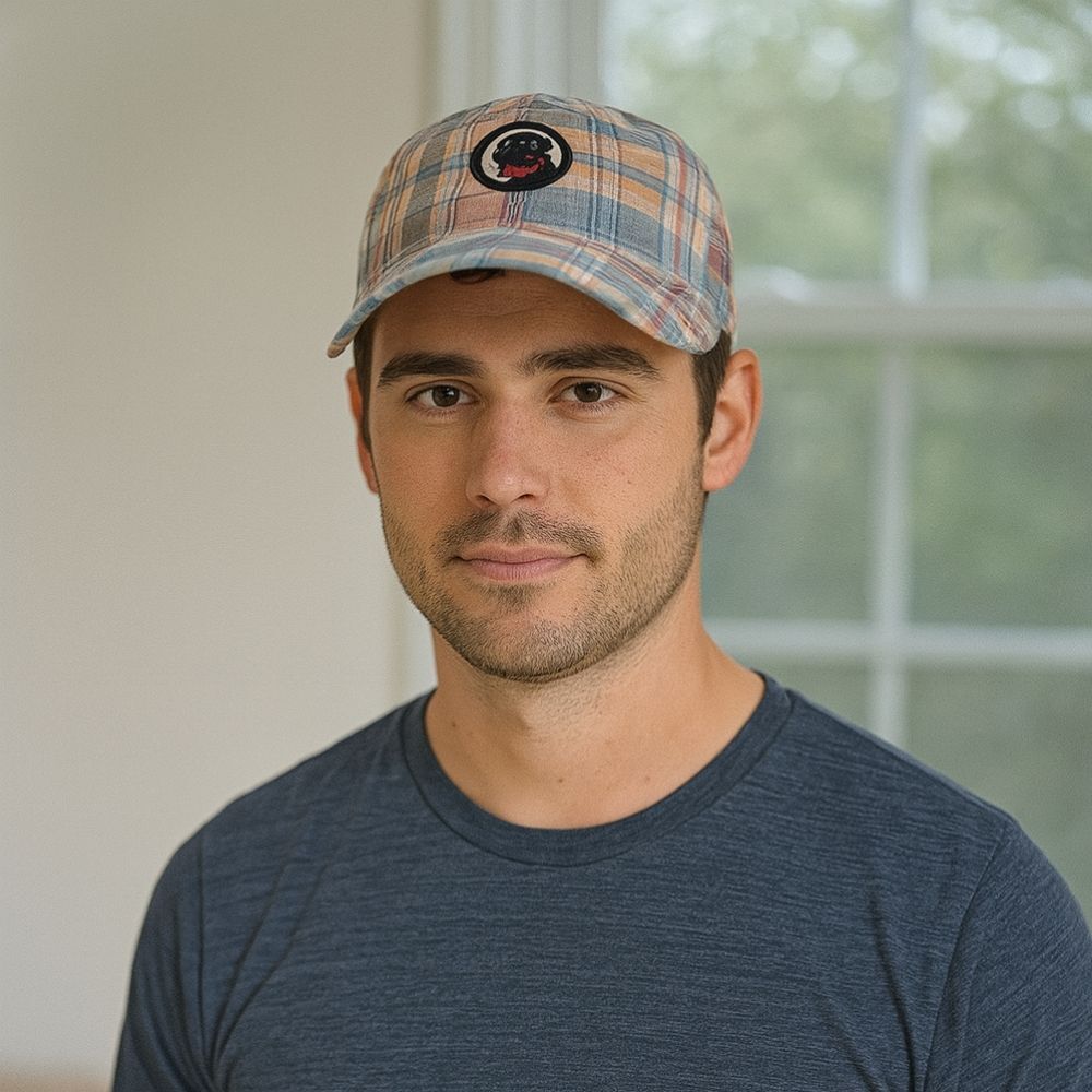 Southern Proper Plaid Dog Logo Baseball Cap Adjustable Preppy Classic